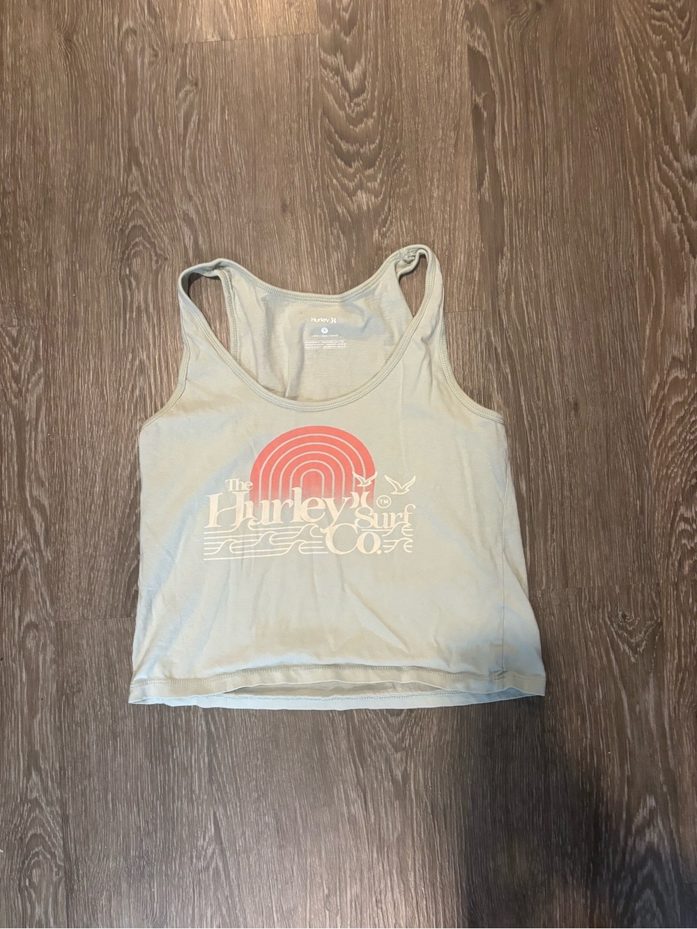 Hurley Light Blue Tank Top with Coral Graphic